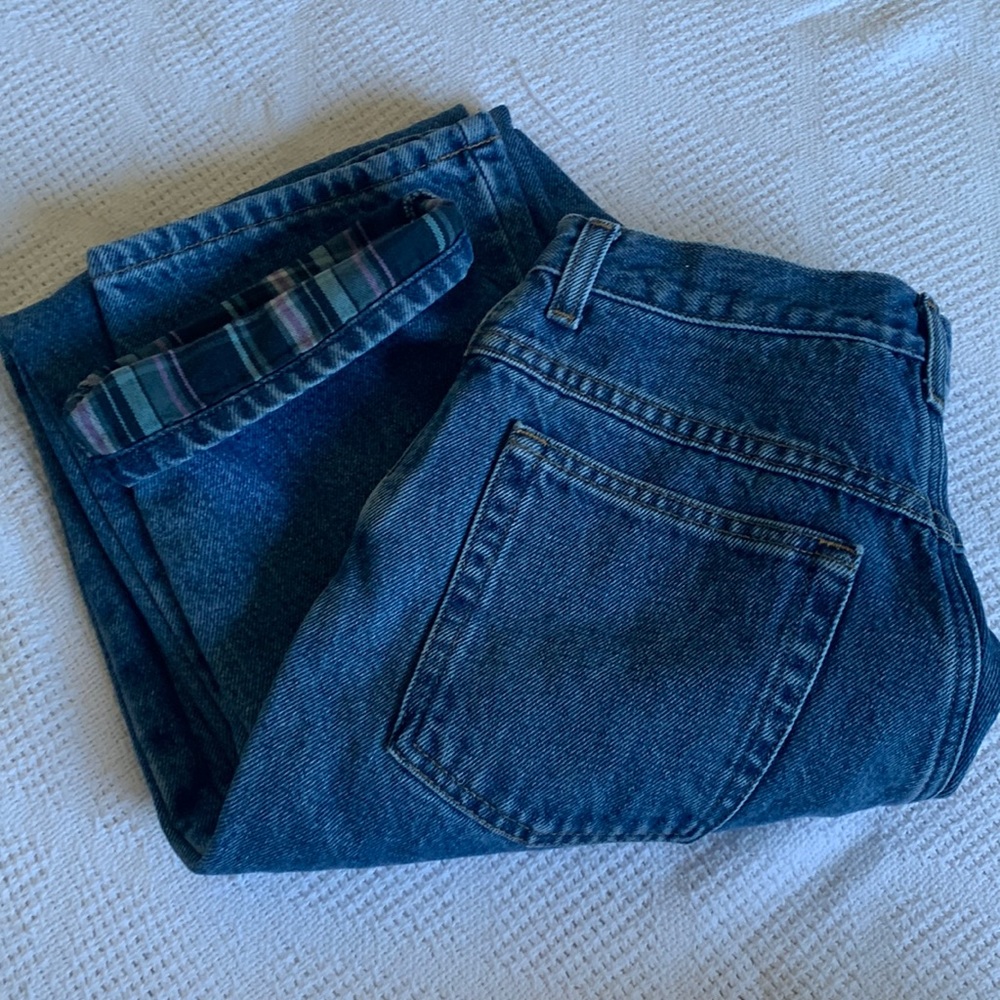 Flannel lined mom jean for winter style